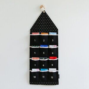 Polka Dot Hearts Advent Calendar Reusable Canvas Black 12 Days Christmas Holiday